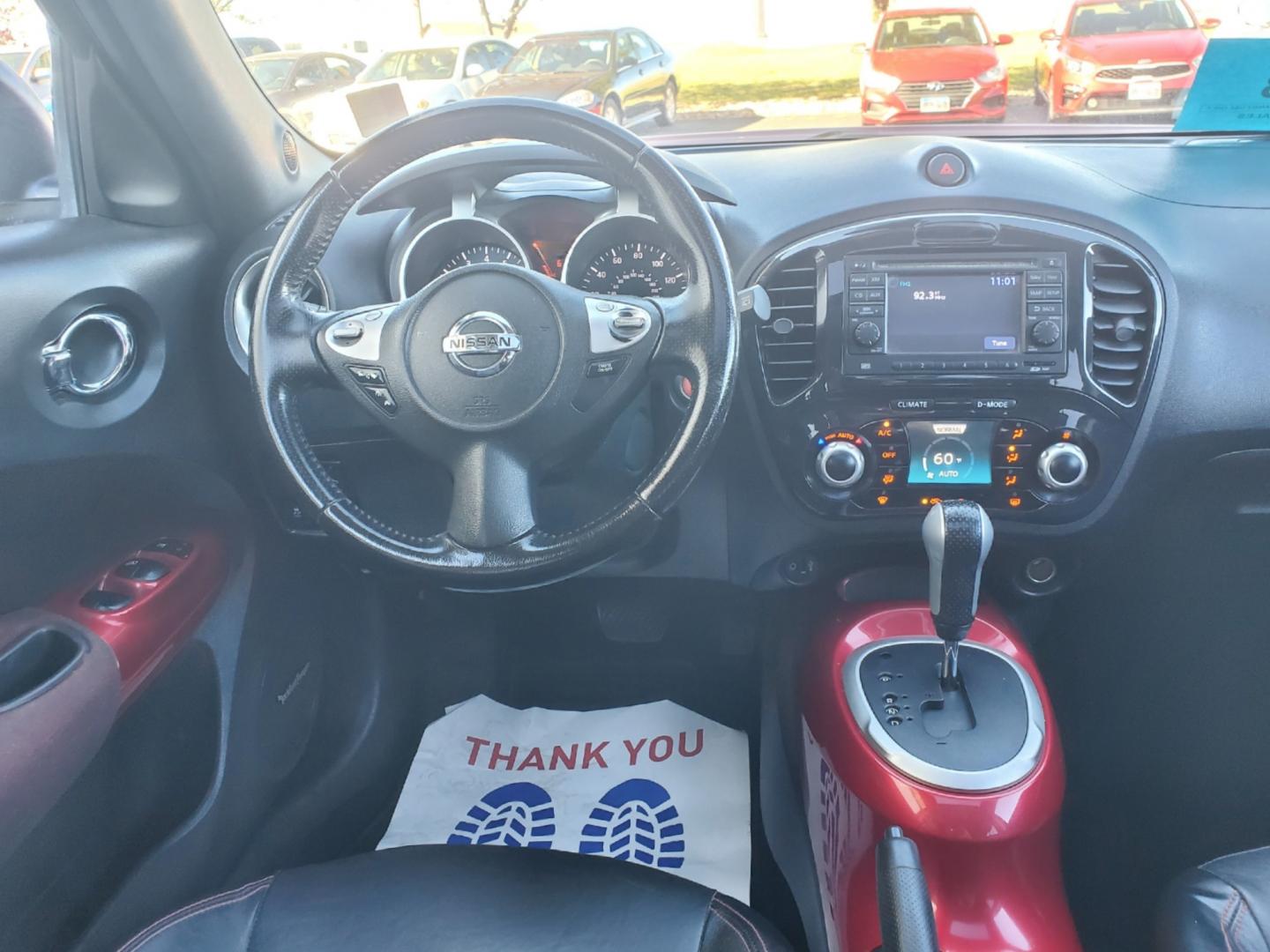 2013 Maroon Nissan Juke SL (JN8AF5MV1DT) with an 1.6L 4 Cyl Turbocharged engine, 1-Speed CVT transmission, located at 1600 E Hwy 44, Rapid City, SD, 57703, (605) 716-7878, 44.070232, -103.171410 - Photo#12