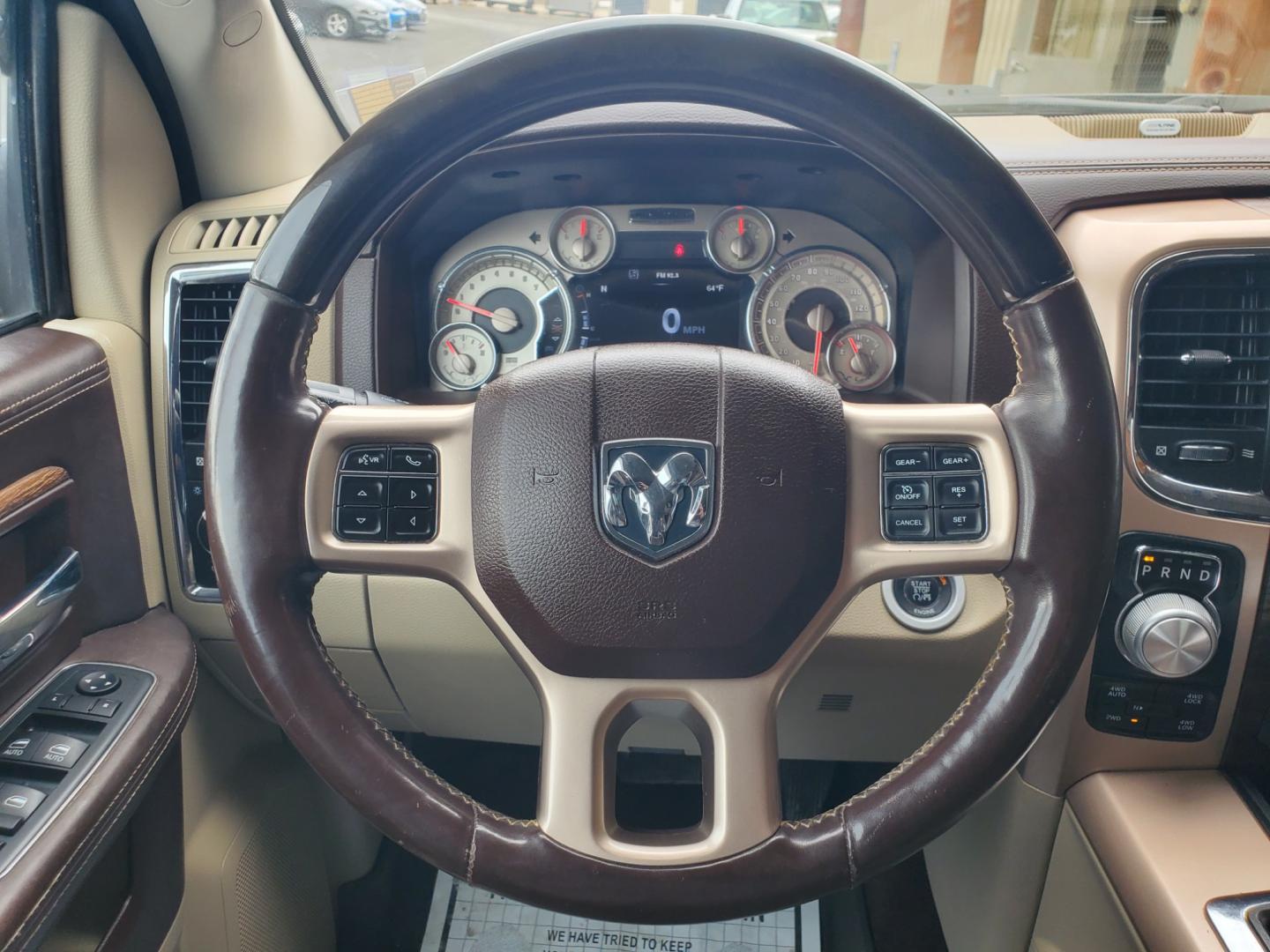 2014 Gray /Brown Ram 1500 Longhorn (1C6RR7WT3ES) with an 5.7L V-8 HEMI MDS VVT engine, 8-Speed Automatic transmission, located at 1600 E Hwy 44, Rapid City, SD, 57703, (605) 716-7878, 44.070232, -103.171410 - Photo#18