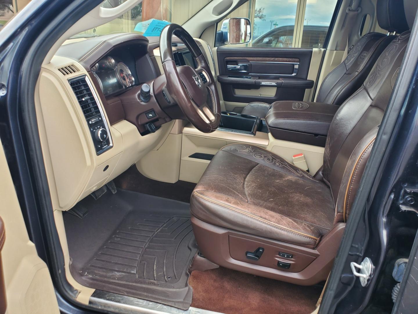 2014 Gray /Brown Ram 1500 Longhorn (1C6RR7WT3ES) with an 5.7L V-8 HEMI MDS VVT engine, 8-Speed Automatic transmission, located at 1600 E Hwy 44, Rapid City, SD, 57703, (605) 716-7878, 44.070232, -103.171410 - Photo#8